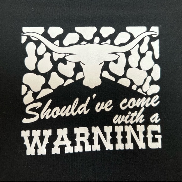 SHEIN Kids “Should’ve Come With a Warning” Black Graphic Tee – Size 6Y - Picture 3 of 4